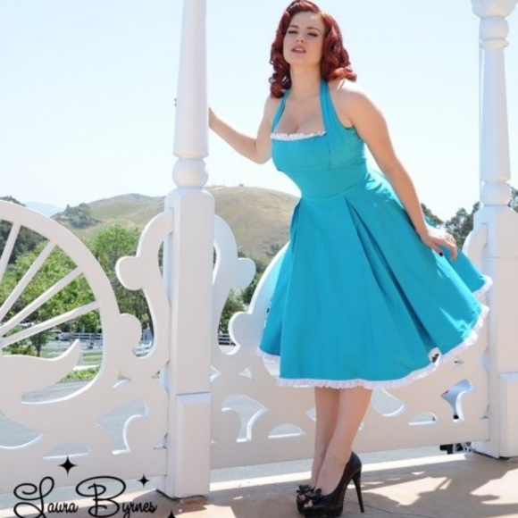 Pinup Couture Dresses & Skirts - Pinup Girl Clothing by Laura Byrnes Ginger Halter Dress Coral XS
